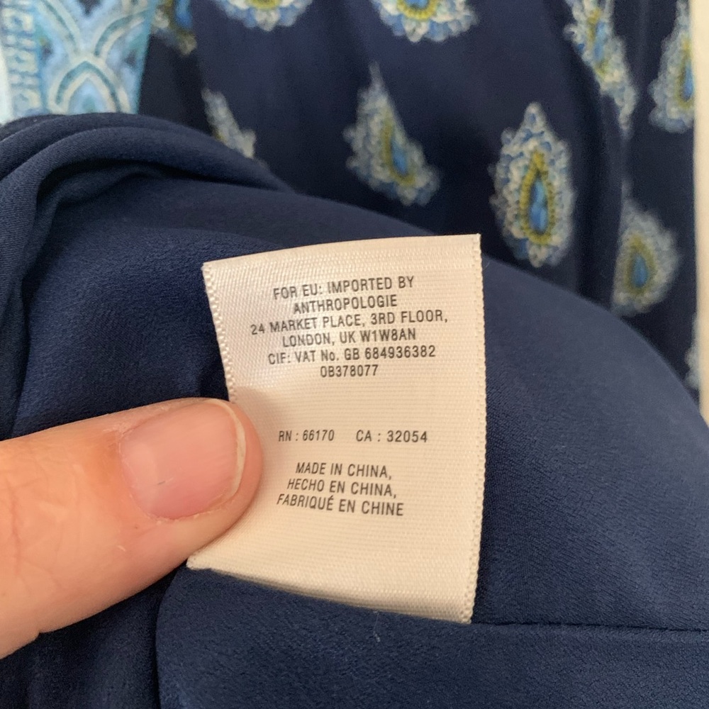 Anthropologie Blue Patterned Wrap Dress - Picture 9 of 12